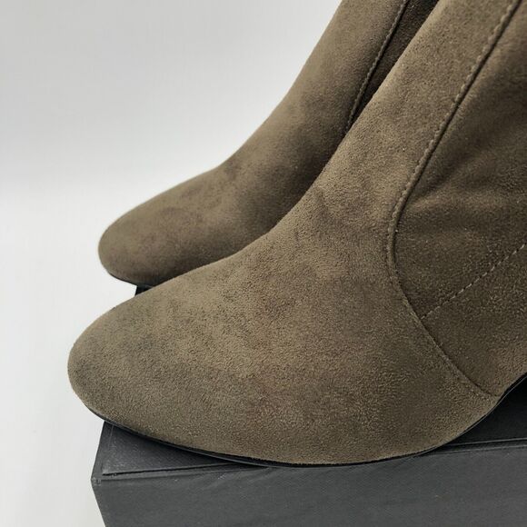 Aldo Ankle Booties‎ Women's Size 8 Green Suede Almond Toe Block Heel Side Zip - Picture 9 of 16